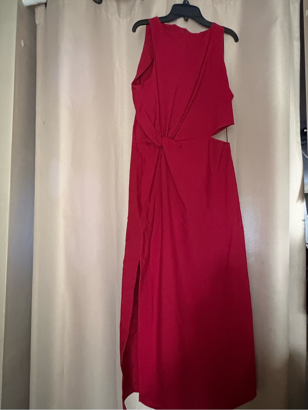 Zara Red Sleeveless Knot-Detail Midi Dress